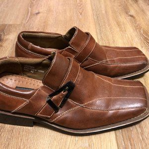 Brown Leather Side Buckle Shoes Size 6.5